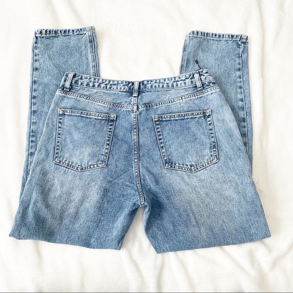 Nasty Gal redial ripped straight leg jeans high rise size 8 recycled crop denim - Picture 7 of 9